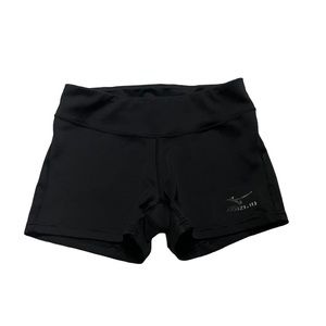 Mizuno Fitted Spandex Stretch Athleisure Athletic Shorts Solid Black Casual